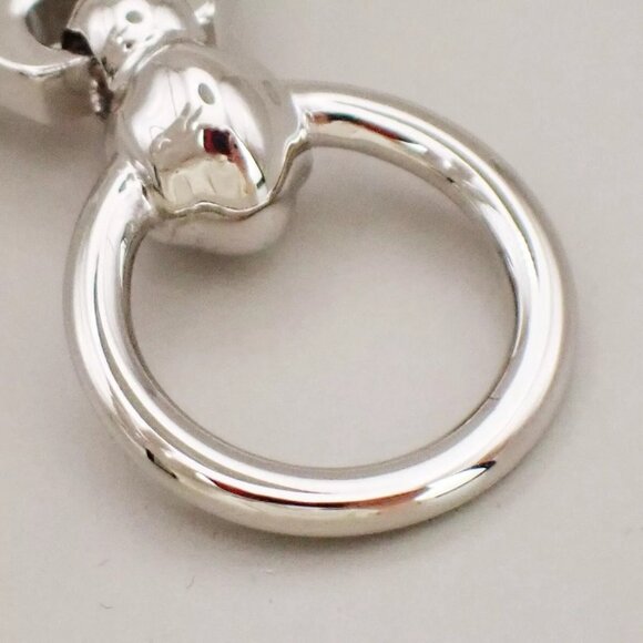 HERMES Logo Charms Etrier Twilly Scarf Ring Metal Silver Italy Accessory - Picture 9 of 9